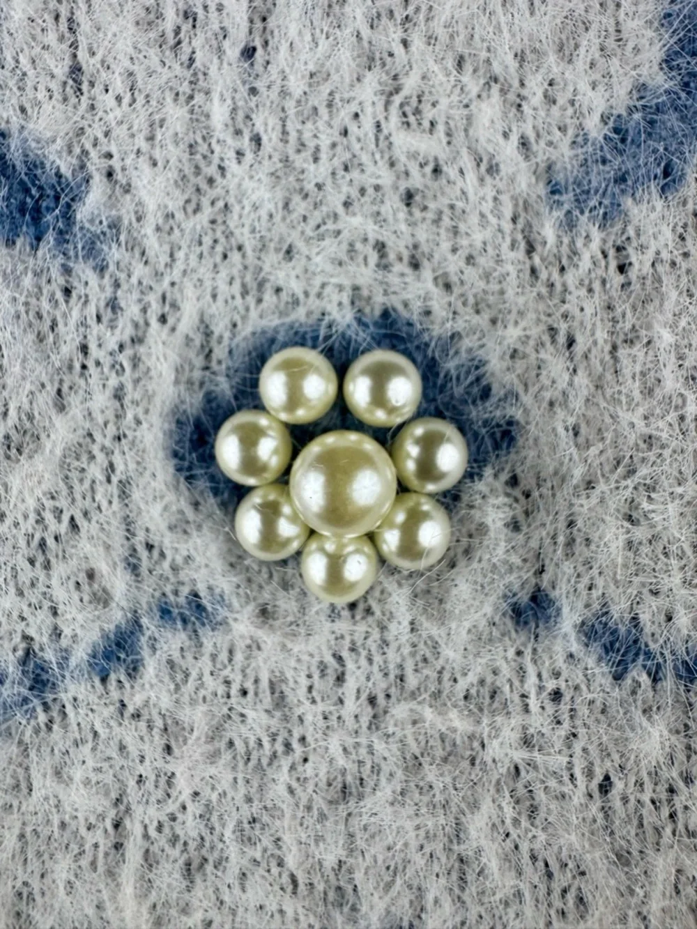 Emma’s Expressions Floral Embellished Blue Crewneck Sweater - Picture 5 of 6